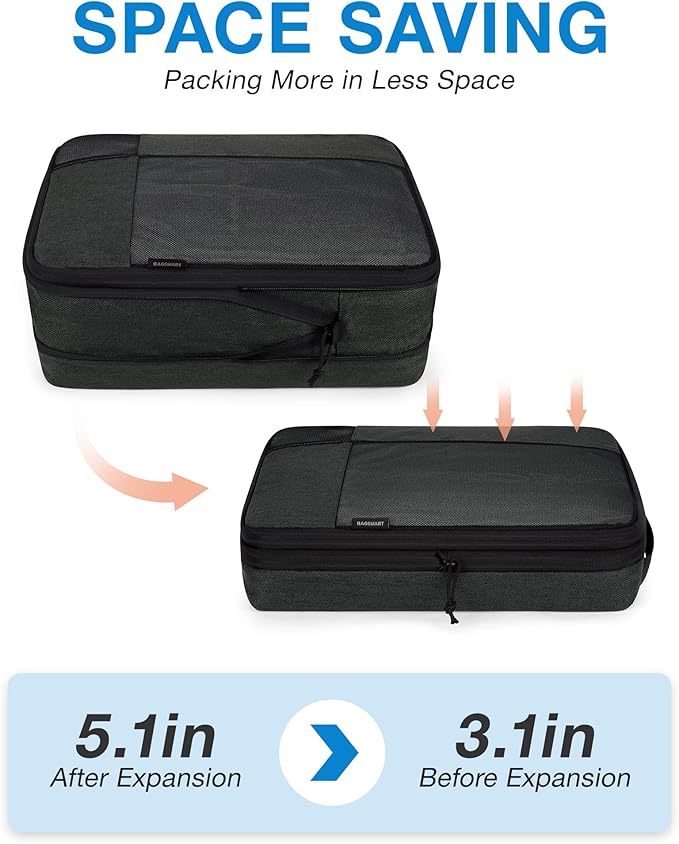 BAGSMART Compression Packing Cubes for Travel, 6 Set Packing Cubes for Carry on Suitcases, Compression Travel Cubes & Suitcas