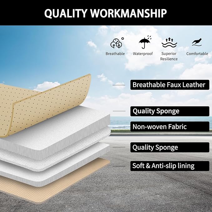 Car Seat Covers Full Set,Breathable and Waterproof Faux Leather Automotive Seat Covers for Cars,Luxury Universal Fit Seat Cov