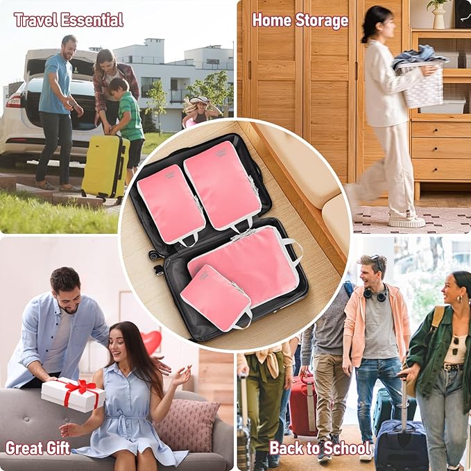 5 Set Packing Cubes For Travel Essentials, Luggage Packing Organization Cubes Suitcase Organizer Bags Set For Luggage Travel 
