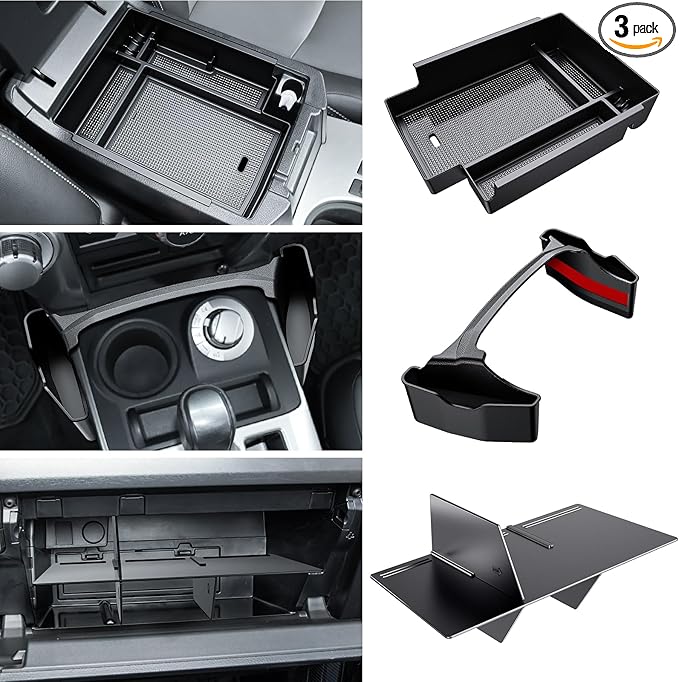 3PCS Center Console Organizer Compatible with Toyota 4Runner 2024 2023 2022 2021 2020 2019-2010 Glove Box Organizer Gear Shift Tray Armrest Storage Box 5th Gen 4 Runner Accessories