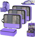 8-Piece Compression Packing Cubes for Travel, Elegant Ultralight Luggage Organizer Set for Women, Space Saving for Carry-On, 