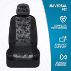 BDK Black Maui Car Seat Covers for Front Seats, 2 Pack – Tropical Pattern with Matching Headrest, Sideless Design for Easy In