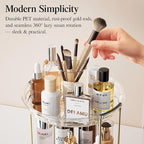 Delamu 3 Tier Rotating Makeup Organizer for Vanity, Skincare Organizer for Bathroom Counter, Spinning Perfume Organizer Cosme
