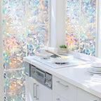 HIDBEA Window Privacy Film Static Clings, Rainbow Window Film, 3D Decals Non-Adhesive Window Vinyl Film for Home Door, 35.4 Inch × 6.5 Feet