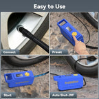 150 PSI Tire Inflator Portable Air Compressor, 12V DC Auto Shutoff Air Pump with Digital Pressure Gauge and Emergency LED Light for Car Tires, Bicycle & Balloons, Blue