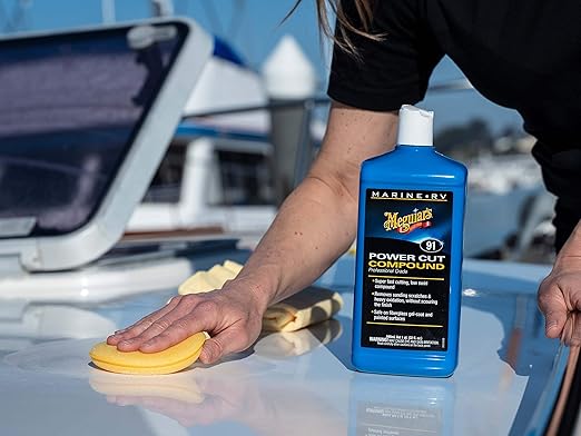 Meguiar's Marine/RV Power Cut Compound M9132, Low-Swirl RV and Marine Buffing Compound Removes Scratches and Oxidation Without Scouring, Fast-Cutting Formulation for Fiberglass and Gel Coats, 32 Oz