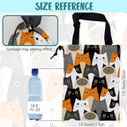 Car Trash Bag Cute Cartoon Cats Leak-Proof Waterproof Car Garbage Bag with Drawstring Foldable Canvas Trash Bin with Adjustable Buckle for Car Accessories, Travelling, Camping