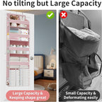 TAHAVICE 1 PC Pink Over the Door Organizer with 1 Large Capacity Caddy, 4 Shelf & 10 Mesh Side Pockets, Pink Stuff Hanging St