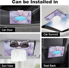 CaseBot Car Visor Tissue Holder, Sun Visor Napkin Holder, Mask Holder for Car, PU Leather Backseat Tissue Box for Car Truck SUV, Lilac Marble