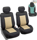 FH Group Car Seat Cover Cushion - 2 Pack Seat Covers for Cars Trucks SUV, Beige Black Neosupreme Car Seat Cushions, Waterproo