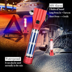 Car Flashlights for Emergencies, Window Breaker Seatbelt Cutter Multifunction Solar Flashlights, Waterproof LED Flashlight Re