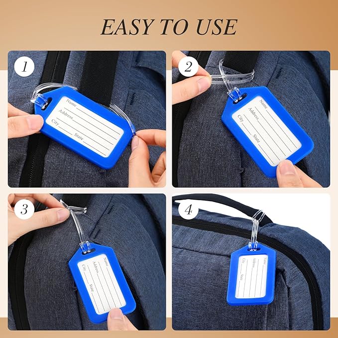 Kigeli 200 Pcs Luggage Tags Bulk, Suitcases Backpack Baggage Name Tags with ID Card for Travel Wedding Back to School