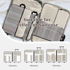 U+U 10 Set Compression Packing Cubes - Ultralight Cream Travel Organizers with Laundry Bag, Space-Saving Suitcase Organizer, 