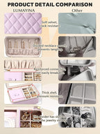 Velvet Travel Jewelry Box with Large Mirror, Double-Layer Jewelry Organizer Case for Women and Girls, Portable Storage Case w
