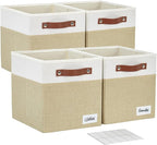 Bagnizer Collapsible Fabric Storage Cube Bins with 2 Reinforced PU Handles, Foldable Storage Organizer Baskets for Closet, Sh