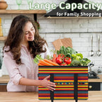 Reusable Grocery Bags Heavy Duty Shopping Bags Foldable Large Tote Bags with Long Handles & Hard Bottom