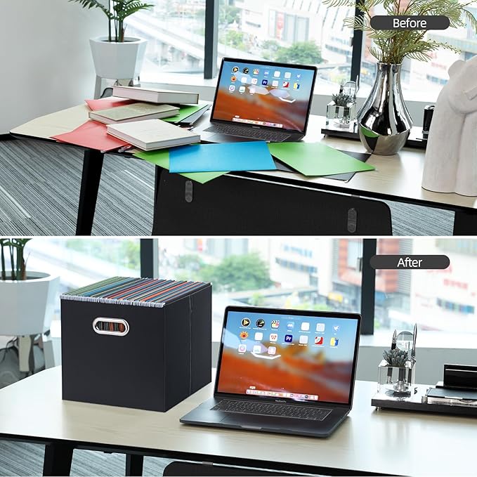 Oterri Cardboard File Organizer Box for Hanging File Folders Letter Size,Large File Box for Computer Desk,File Cabinet,Workin