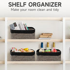 3-Pack Storage Baskets for Organizing | Woven Shelf Toy Basket | Rope Baskets for Gifts Empty | Closet Organizer Bins with Ha