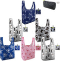 BeeGreen Animals Reusable Grocery Bags Turtle Peguins Flamingo Octopus Reusable Kitchen Bags Bulk Foldable-Machine Washable with Zipper Storage Pouch 6 Packs