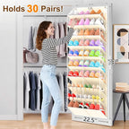 UVIAHOMI 20-30 Pairs Over the Door Shoe Organizer, Clear Pockets Hanging Shoe Storage for Closet, 10-Tier Door Shoes Rack, Ha