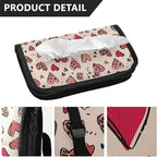 Car Tissue Holder Car Visor Organizer Tissue Box Holder for Car Sun Visor Organizer with Car Vehicle Accessories Essentials Interior for Women Men Pastel Heart Leopard Dot
