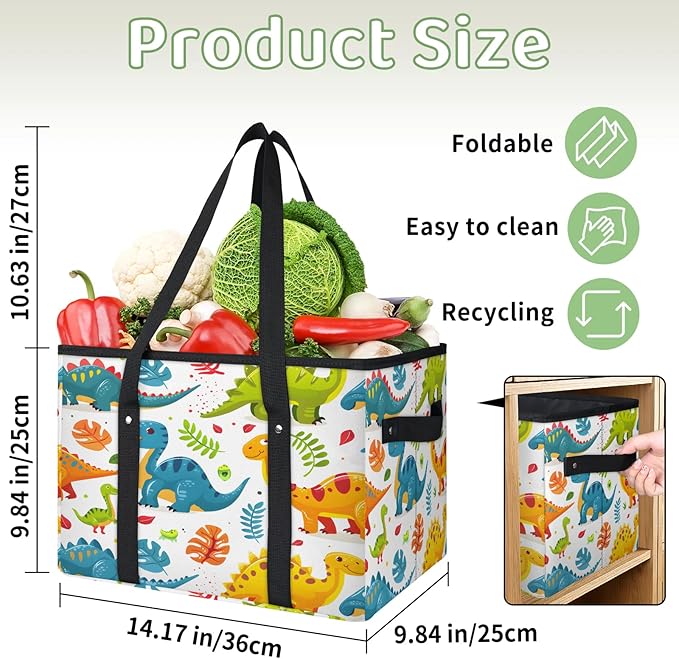 Reusable Grocery Bag, Foldable Large Shopping Tote Bag for Groceries Kitchen Picnic Car Trunk