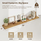 55 Inch Floating Shelves for Wall, Solid Elm Wood Wall Shelf for Home Decor, 8 Inch Deep Floating Shelf for Storage, 55 x 8 W