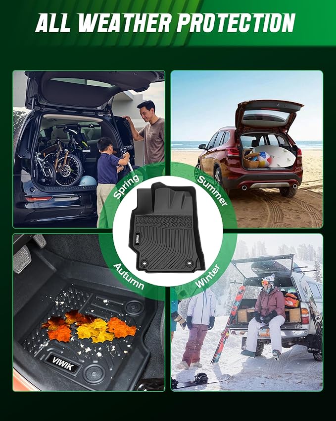 VIWIK Floor Mats for Ford Ranger SuperCrew Cab 2023 2022 2021 2020 2019, All Weather Truck Liners, TPE Rubber Car Mats Front and Rear