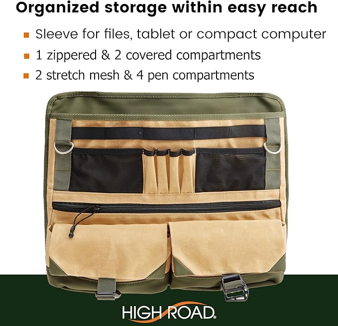 High Road Front Seat Organizer with Laptop Sleeve, Filing, Electronic and Work Supply Compartments, 12 pocket Car Office Passenger Seat Organizer
