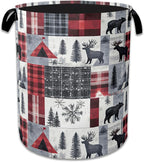 Vintage Forest Bear Laundry Hamper Animal Deers Laundry Basket Collapsible Portable Clothes Toy Storage Bin for Bathroom Bedr