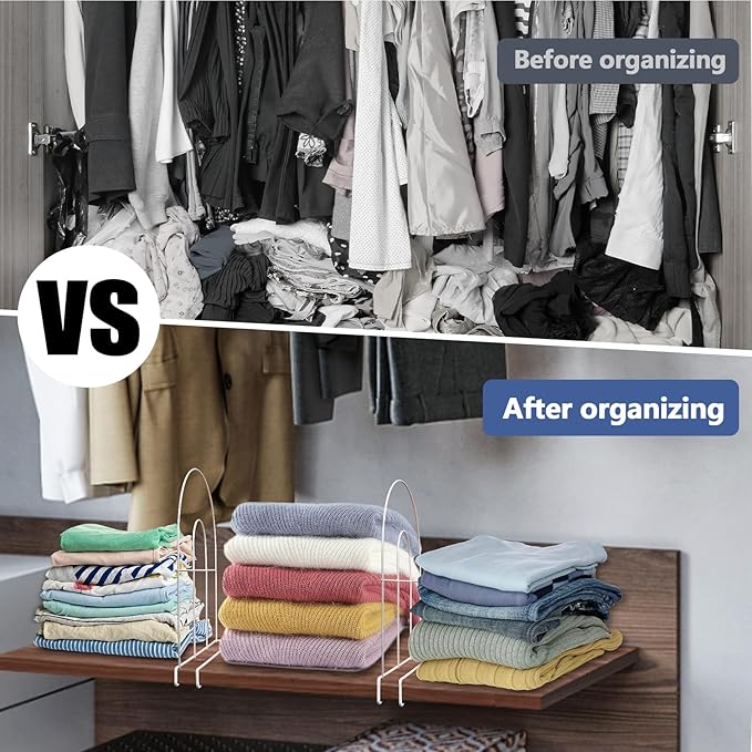 12-Pack 12" Tall Shelf Dividers - Closet Shelf Organizer - Easy to Install - No Tool - White PE Coating Steel