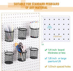 Spakon 6 Sets Pegboard Cups with Ring Hook, Peg Board Baskets Bin Holder Organizer Accessories Pegboard Pencil Cup Multipurpo