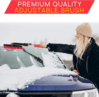 VaygWay Ice Scraper and Extendable Snow Brush for Car Windshield- Adjustable Length Foam Grip 360° Pivoting Brush Head for Snow, 2 in 1 Sturdy Winter Ice and Snow Remover for Car, Truck, Van