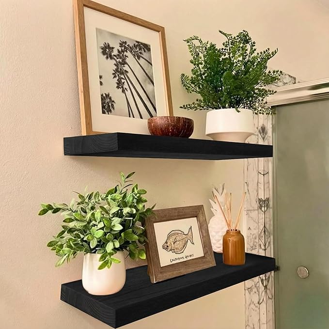 IAE Floating Wall Shelves 16 inch,Bathroom Shelving Wall Mounted,Invisible Shelf Floating Kitchen Shelves,Wooden Wall Shelf w