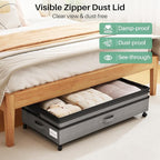 Kitstorack 4 Pack Height-adjustable Under Bed Storage with Wheels, Under Bed Storage Containers,Under Bed Shoe Storage Organi
