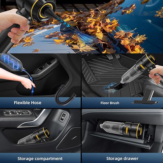 Car Vacuum Cleaner High Power - 22000PA Portable Cars Vacuum 4 in 1 Compressed Air Duster & Air Blower & Pump Hand Held Vacuu