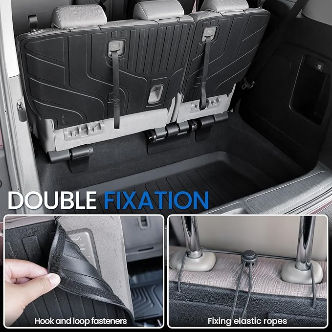Cargo Lower Mat Backrest Mats for 2018-2026 Honda Odyssey, All Weather TPE Trunk Cargo Liner Mat Accessories(Backrest Mat for 3rd-Row & Lower Mat for Well Area)