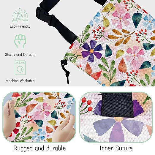 Spring Flower Car Garbage Bag,Waterproof Small Car Trash Bag Hanging Back of Seat,Drawstring Hanging Car Trash Bag with Adjustable Buckle for Car Accessories