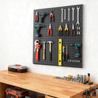 Peg Board - Metal Pegboard with 48 Hooks, Heavy Duty Wall Mount Metal Grid Panel for Garage Organization & Tool Storage, Rust