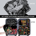 6 Pcs Compression Packing Cubes Waterproof Suitcase Travel Bag Luggage Backpack Organizer Travel Cubes for Packing-Black Mush