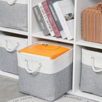 MidmmVick 12 x 12 Inch Cube Storage Bins, 6 Pack Large Collapsible Fabric Storage Bin with Ropes, Foldable Storage Cubes for 