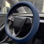 PINCTROT Nappa Leather Steering Wheel Cover for Tesla Model Y/3 Highland/Juniper, D Shaped 14 Inch Small Sized with Breathabl