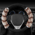 BDK Bear Fur Steering Wheel Cover, Plush Faux Fur Fuzzy Steering Cover for Car Truck Van SUV, Standard Size Fits Wheels 14.5-