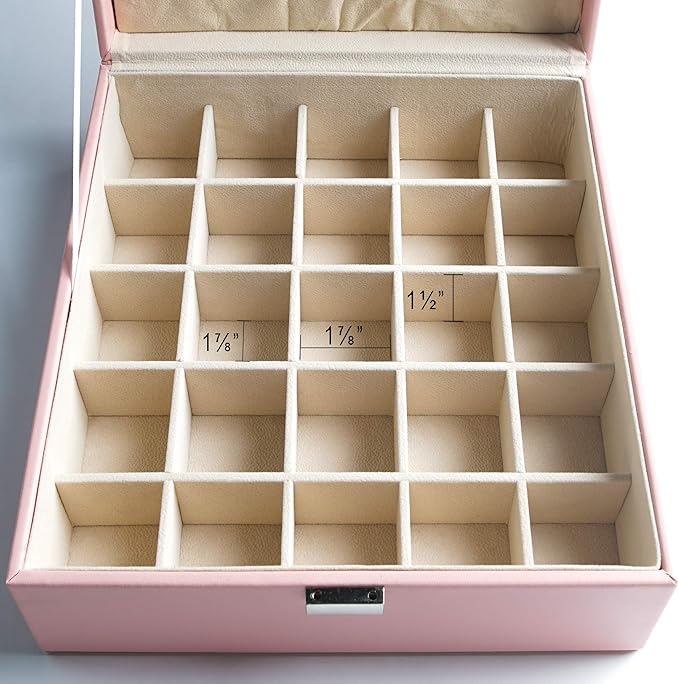Frebeauty Earring Organizer Classic Jewelry Box 50 Slots Double Layer Jewelry Storage Case with 6 Necklace Hook and Bracelet 