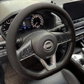PINCTROT D Shaped Nappa Leather Steering Wheel Cover, Slim Fit No Bulk Design, One Piece Leather with Breathable Perforation,