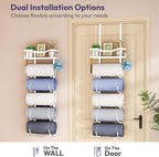 SWTYMIKI Over the Door Towel Rack - 6 Tier Towel Racks for Bathroom Wall Mounted, Towel Holder with Shelf, Hanging Rolled Tow