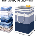 HomeHacks 2-Pack Large Laundry Basket, Waterproof, Freestanding Laundry Hamper, Collapsible Tall Clothes Hamper with Extended