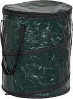 Household Essentials Pop Up Hamper, Pop Up Camping Trash Can, Great for Outdoor or Indoor Use, Portable and Collapsible with Zippered Top, Green