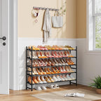 Tajsoon Expandable Shoe Rack for Closet 5 Tier, 29“-41“Adjustable & Stackable Shoe Shelf Storage, Metal Shoe Rack Organizer f