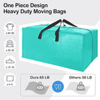 VELVETSURE 6 Pack Heavy Duty Large Moving Bags W/Backpack Straps - Strong Handles & Zippers, Storage Totes For Space Saving, 
